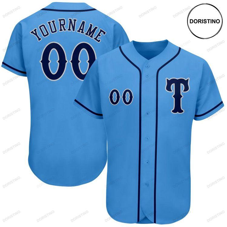 Custom Personalized Powder Blue Navy Gray Doristino Limited Edition Baseball Jersey