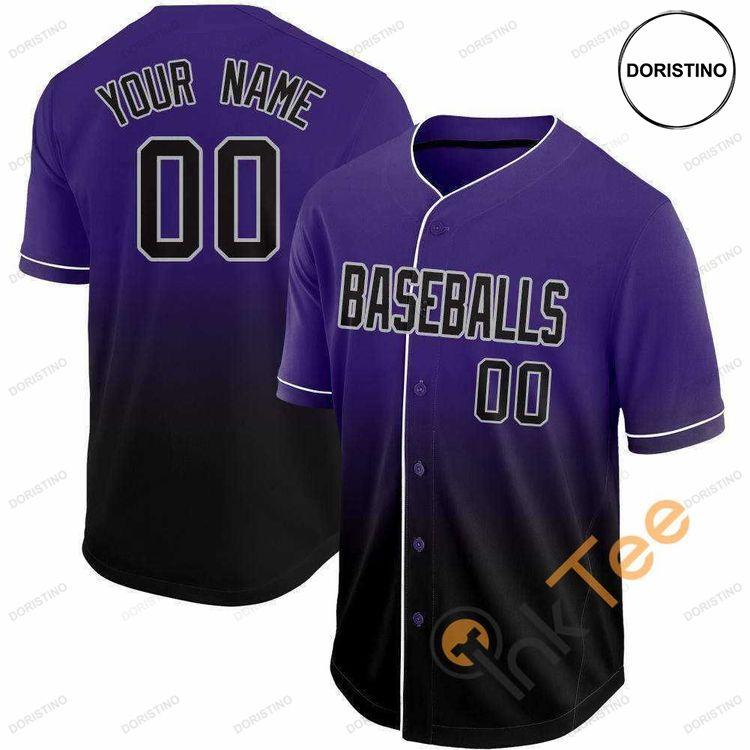 Custom Personalized Purple Black Gray Fade Doristino All Over Print Baseball Jersey