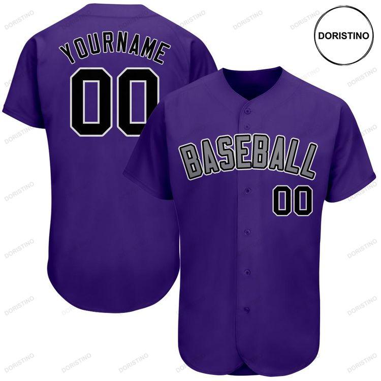 Custom Personalized Purple Black Gray Doristino All Over Print Baseball Jersey