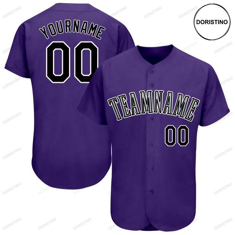 Custom Personalized Purple Black White Doristino All Over Print Baseball Jersey