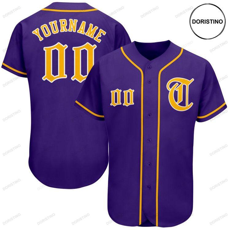 Custom Personalized Purple Gold White Doristino All Over Print Baseball Jersey