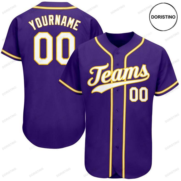 Custom Personalized Purple White Gold Doristino All Over Print Baseball Jersey