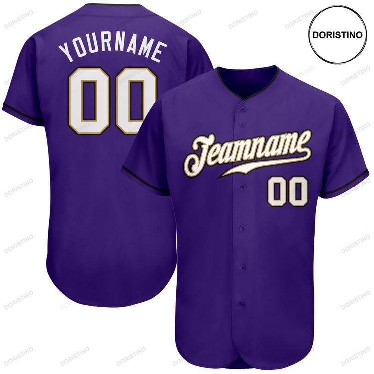 Custom Personalized Purple White Old Gold Doristino Limited Edition Baseball Jersey