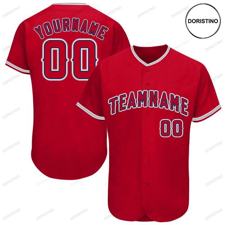 Custom Personalized Red Navy Gray Doristino Limited Edition Baseball Jersey