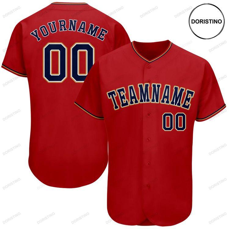 Custom Personalized Red Navy Old Gold Doristino Limited Edition Baseball Jersey