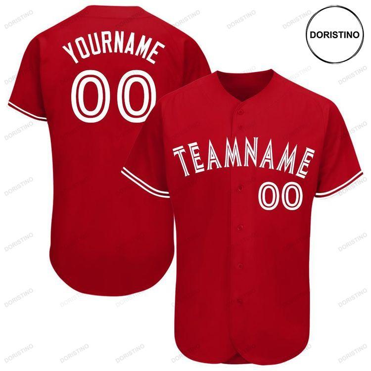 Custom Personalized Red White Doristino Awesome Baseball Jersey