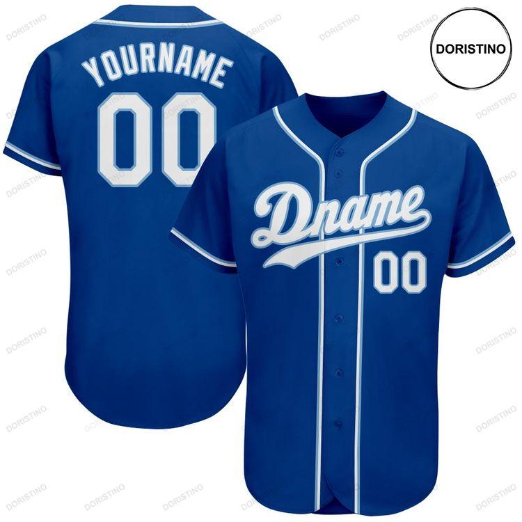 Custom Personalized Royal White Light Blue Doristino All Over Print Baseball Jersey