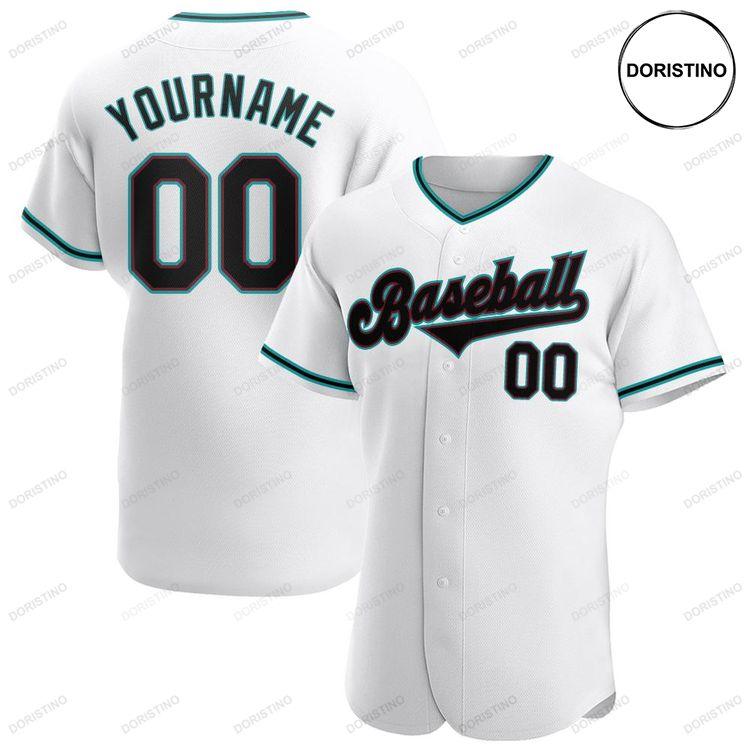 Custom Personalized White Black Aqua Doristino Awesome Baseball Jersey