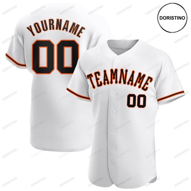 Custom Personalized White Black Orange Doristino Awesome Baseball Jersey