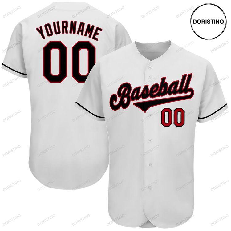 Custom Personalized White Black Red Doristino All Over Print Baseball Jersey