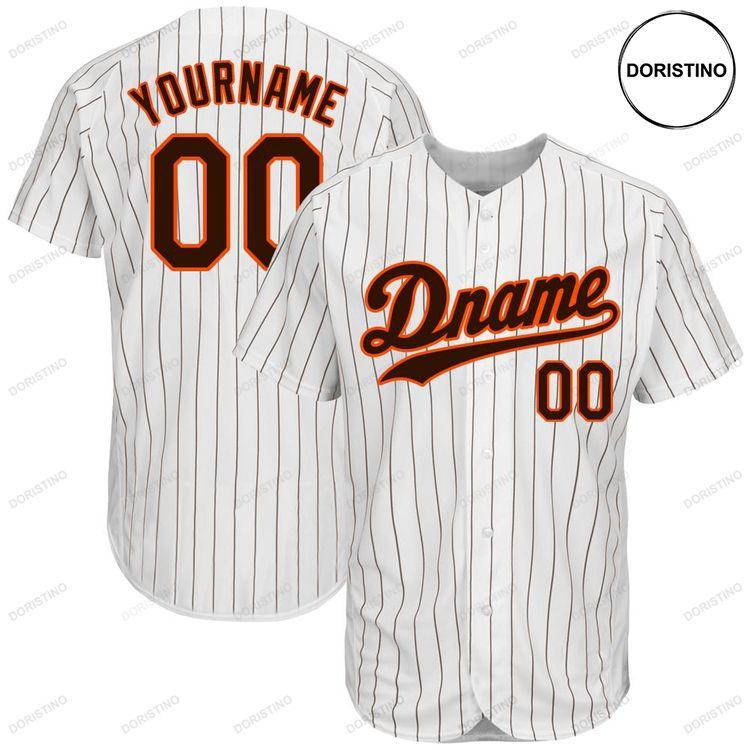 Custom Personalized White Brown Strip Brown Orange Doristino Limited Edition Baseball Jersey