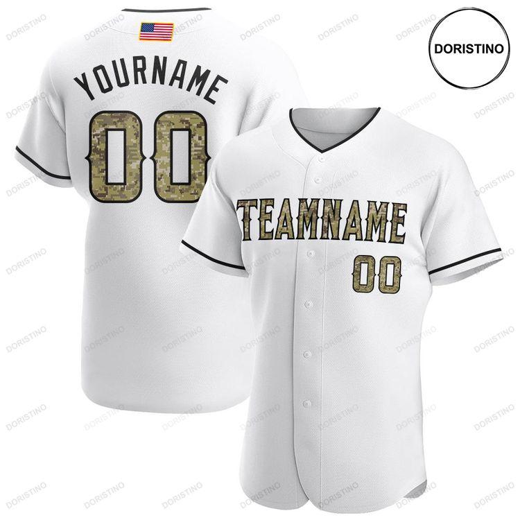 Custom Personalized White Camo Black American Flag Fashion Doristino Limited Edition Baseball Jersey