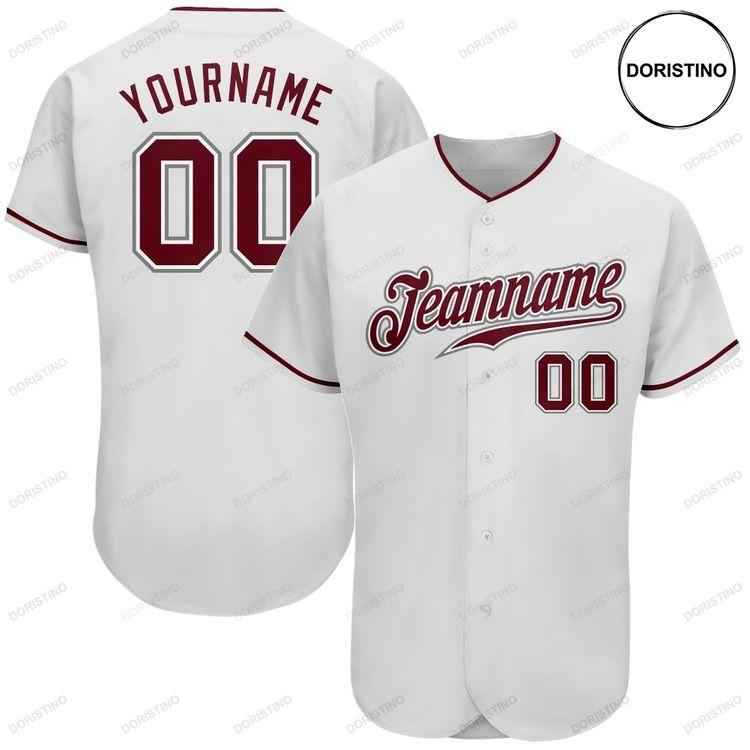 Custom Personalized White Crimson Gray Doristino Limited Edition Baseball Jersey