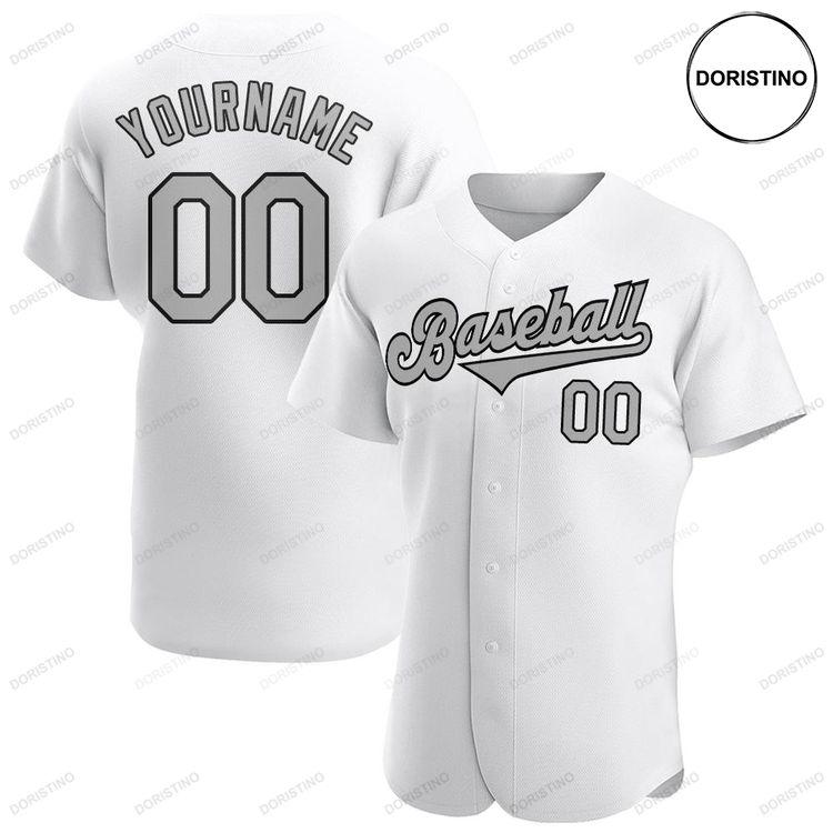 Custom Personalized White Gray Black Doristino Limited Edition Baseball Jersey