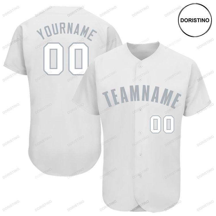 Custom Personalized White Gray Doristino Awesome Baseball Jersey