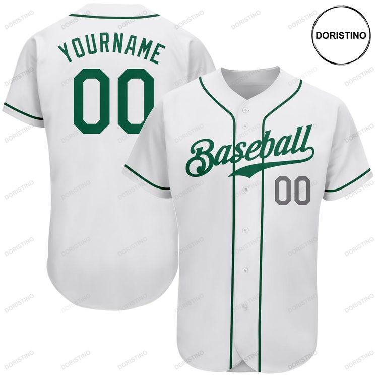 Custom Personalized White Kelly Green Light Gray Doristino Limited Edition Baseball Jersey