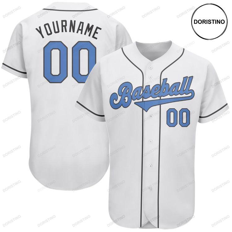Custom Personalized White Light Blue Dark Gray Fathers Day Doristino Limited Edition Baseball Jersey