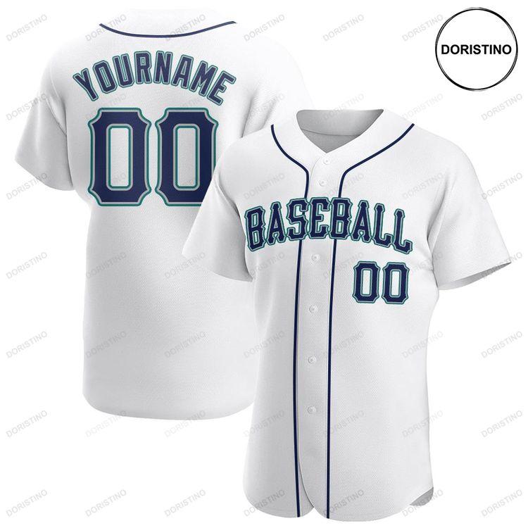 Custom Personalized White Navy Aqua Doristino All Over Print Baseball Jersey