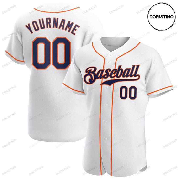 Custom Personalized White Navy Orange Doristino Limited Edition Baseball Jersey