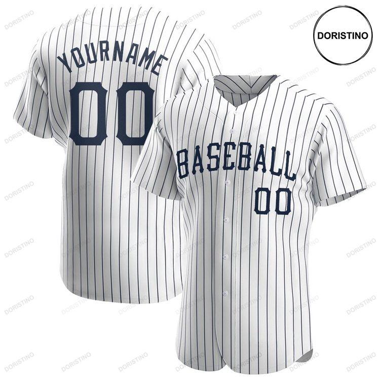 Custom Personalized White Navy Strip Navy Doristino Limited Edition Baseball Jersey