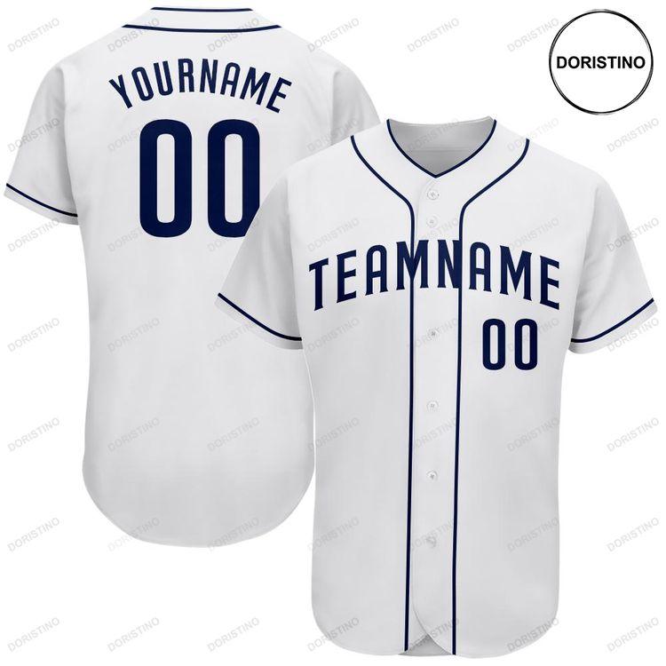 Custom Personalized White Navy Doristino Awesome Baseball Jersey