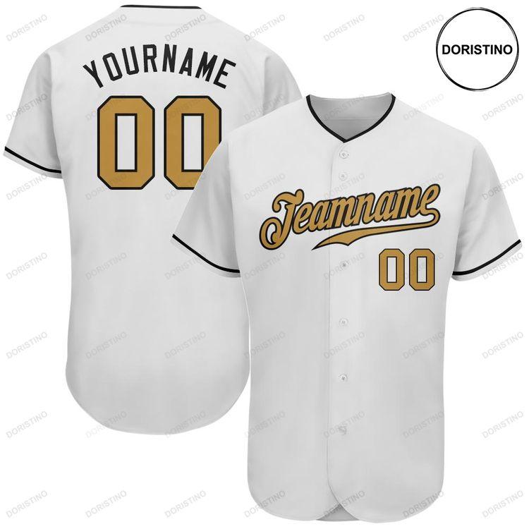 Custom Personalized White Old Gold Black Doristino All Over Print Baseball Jersey