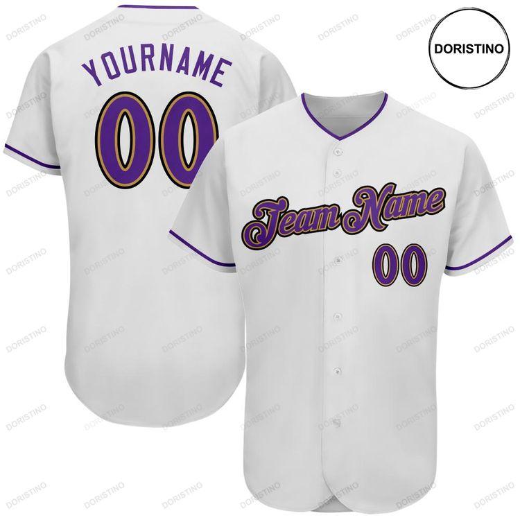 Custom Personalized White Purple Old Gold Doristino Limited Edition Baseball Jersey