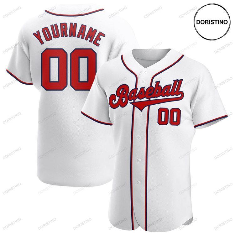 Custom Personalized White Red Navy Doristino All Over Print Baseball Jersey