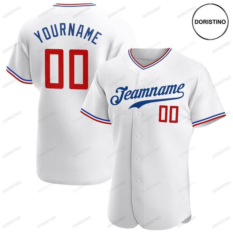 Custom Personalized White Red Royal Doristino All Over Print Baseball Jersey