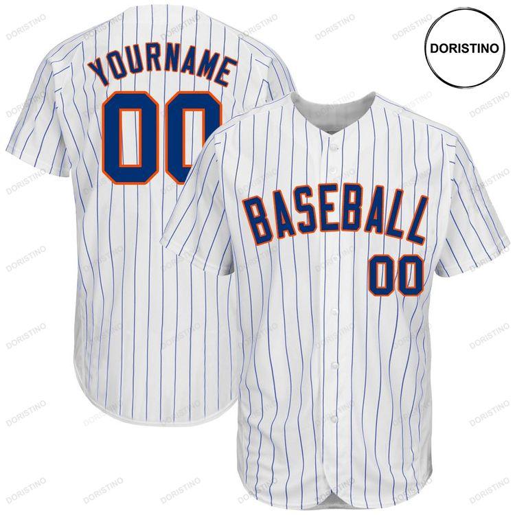 Custom Personalized White Royal Strip Royal Orange Doristino All Over Print Baseball Jersey