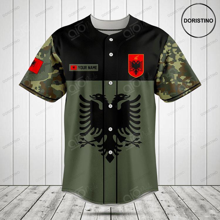 Customize Albania Coat Of Arms Camo Olive Green Doristino Awesome Baseball Jersey