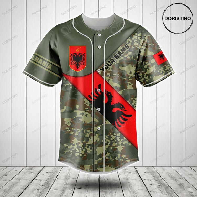 Customize Albania Flag Camouflage Army Doristino Limited Edition Baseball Jersey