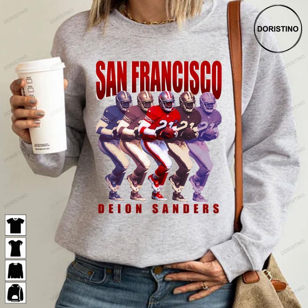 Sport Of Deion Sanders San Francisco Retro Art Football Limited Edition T-shirts