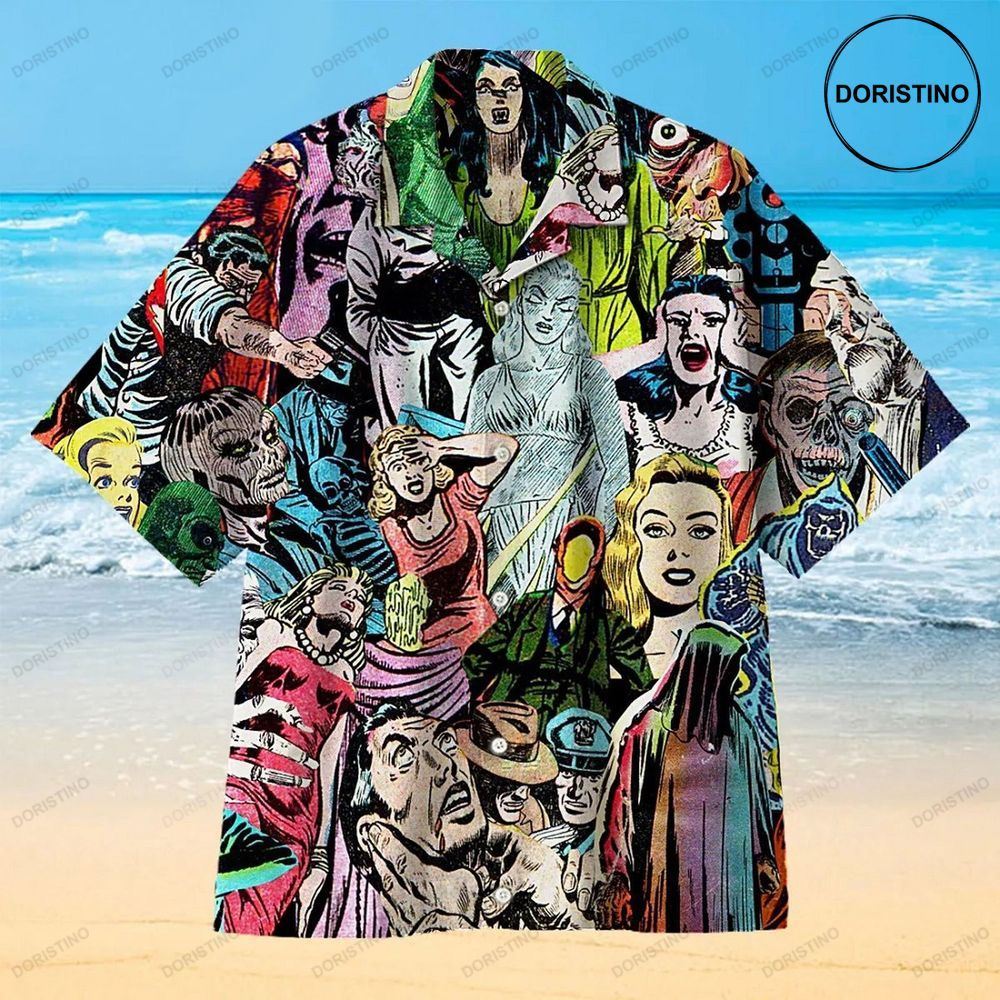 1950s Horror Comics Beach Button Downs Awesome Hawaiian Shirt