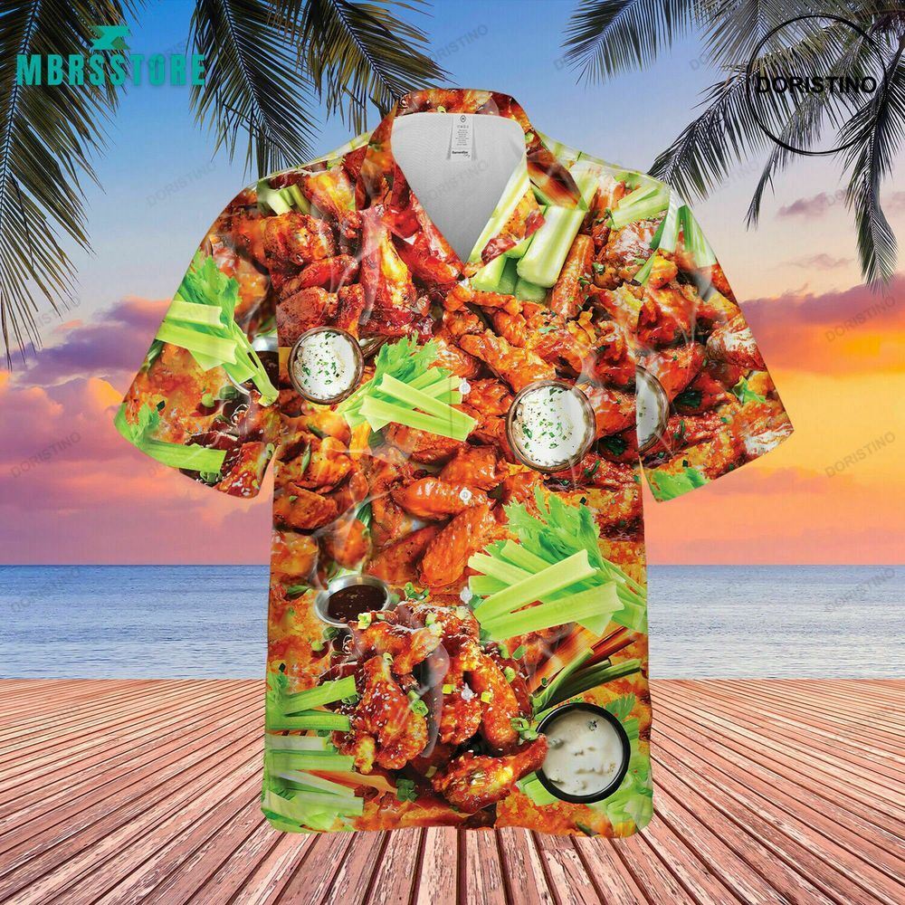 Aint Nothing Chicken Wings Print Button Up Aloha Limited Edition Hawaiian Shirt