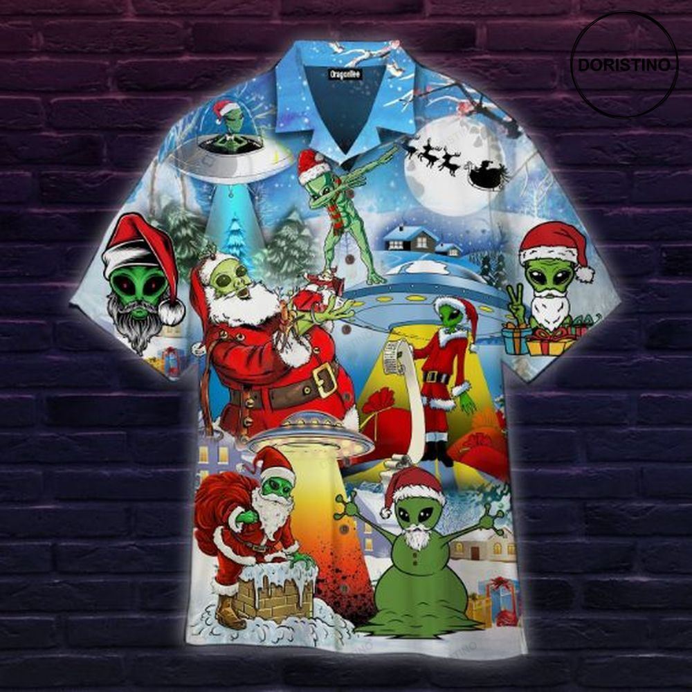 Alien And Santa Claus Christmas Hawaii Awesome Hawaiian Shirt