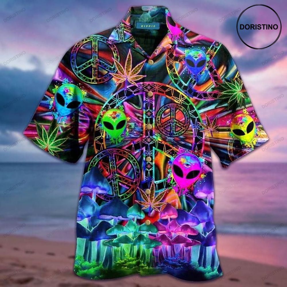 Alien Colorful Hippie Print Limited Edition Hawaiian Shirt