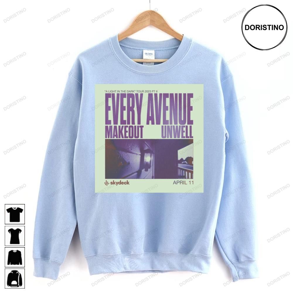 A Light In The Dark Tour 2023 Every Avenue Makeout Unwell Limited Edition T-shirts