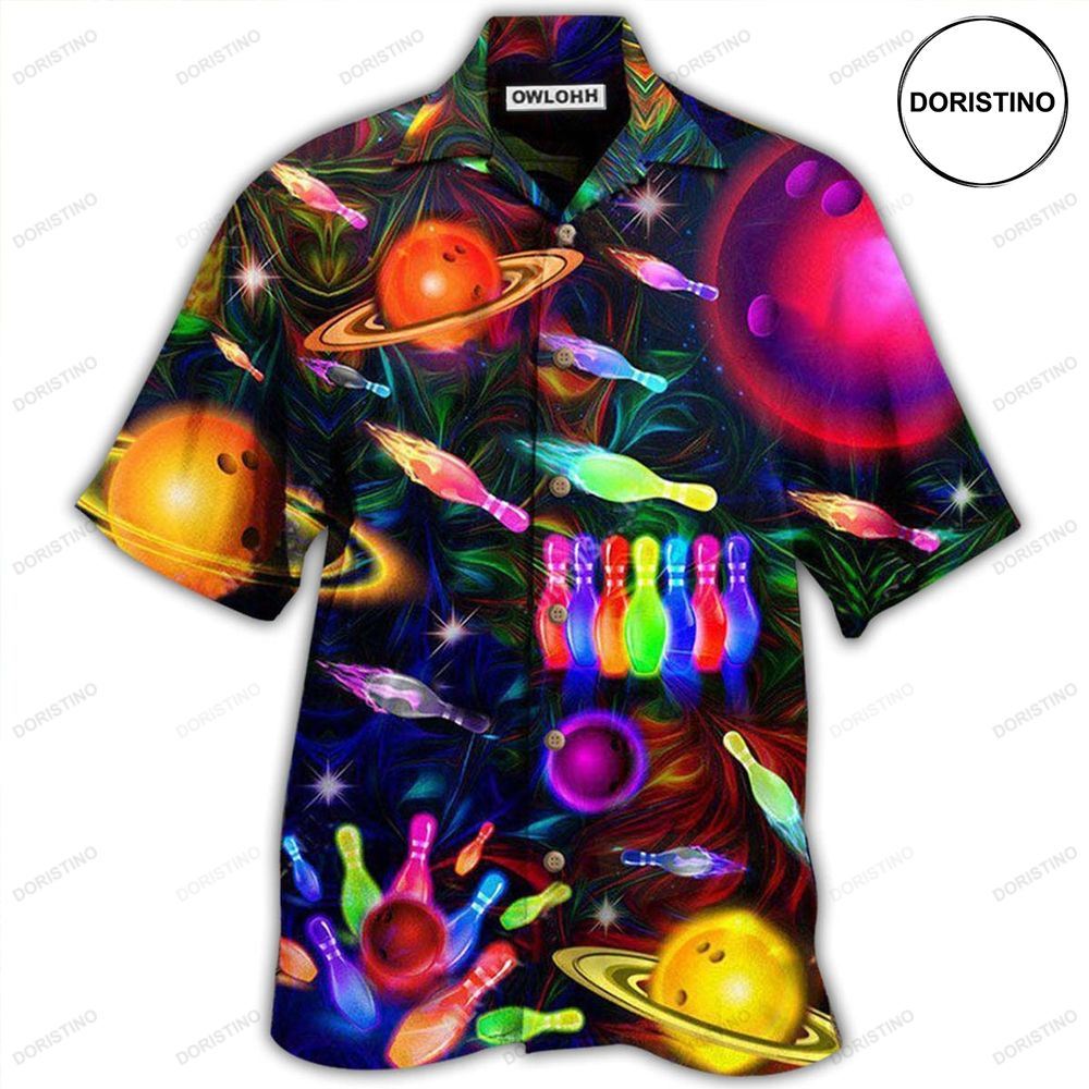 Bowling Neon Space Strike The Universe Awesome Hawaiian Shirt