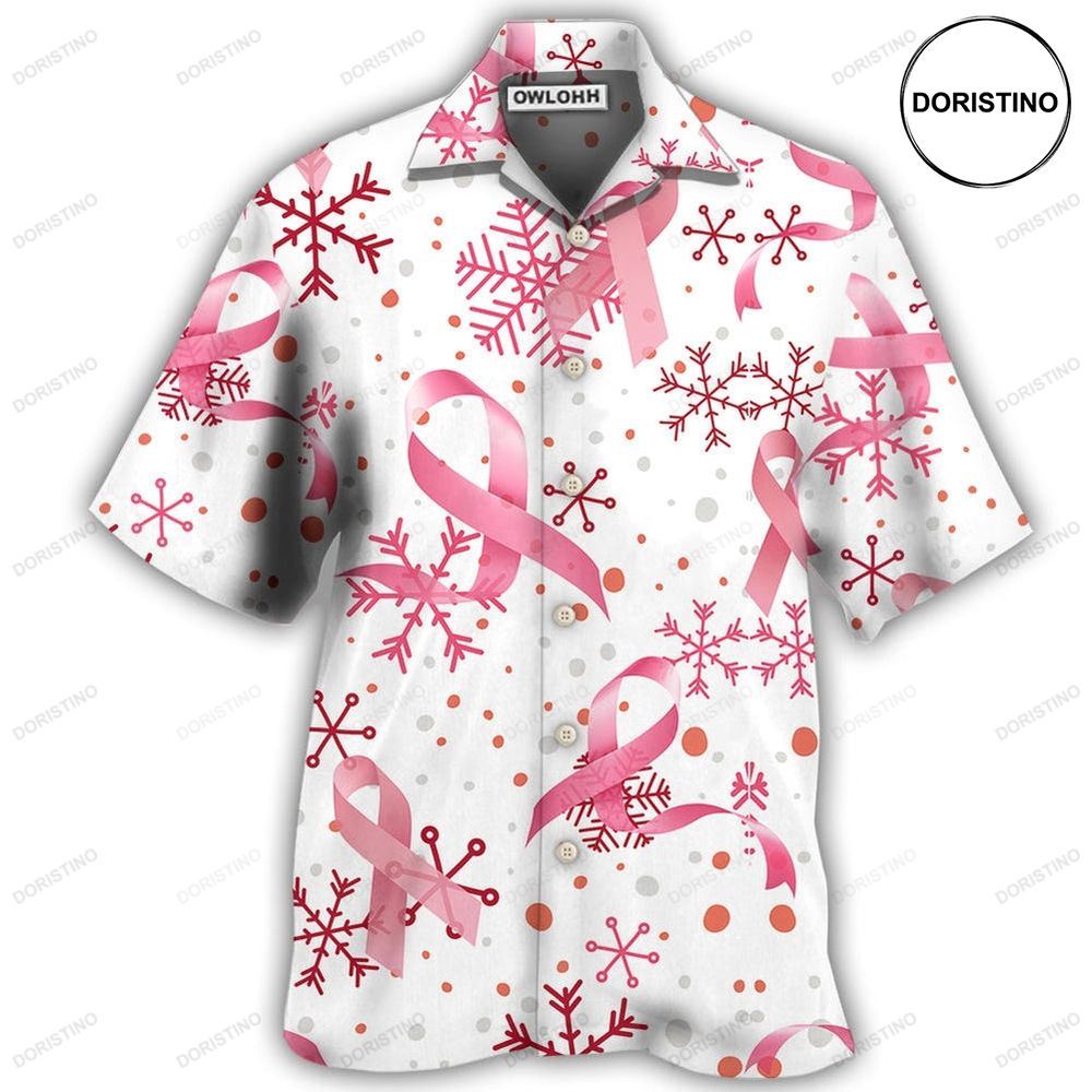 Breast Cancer Pink Ribbon Merry Christmas Hawaiian Shirt