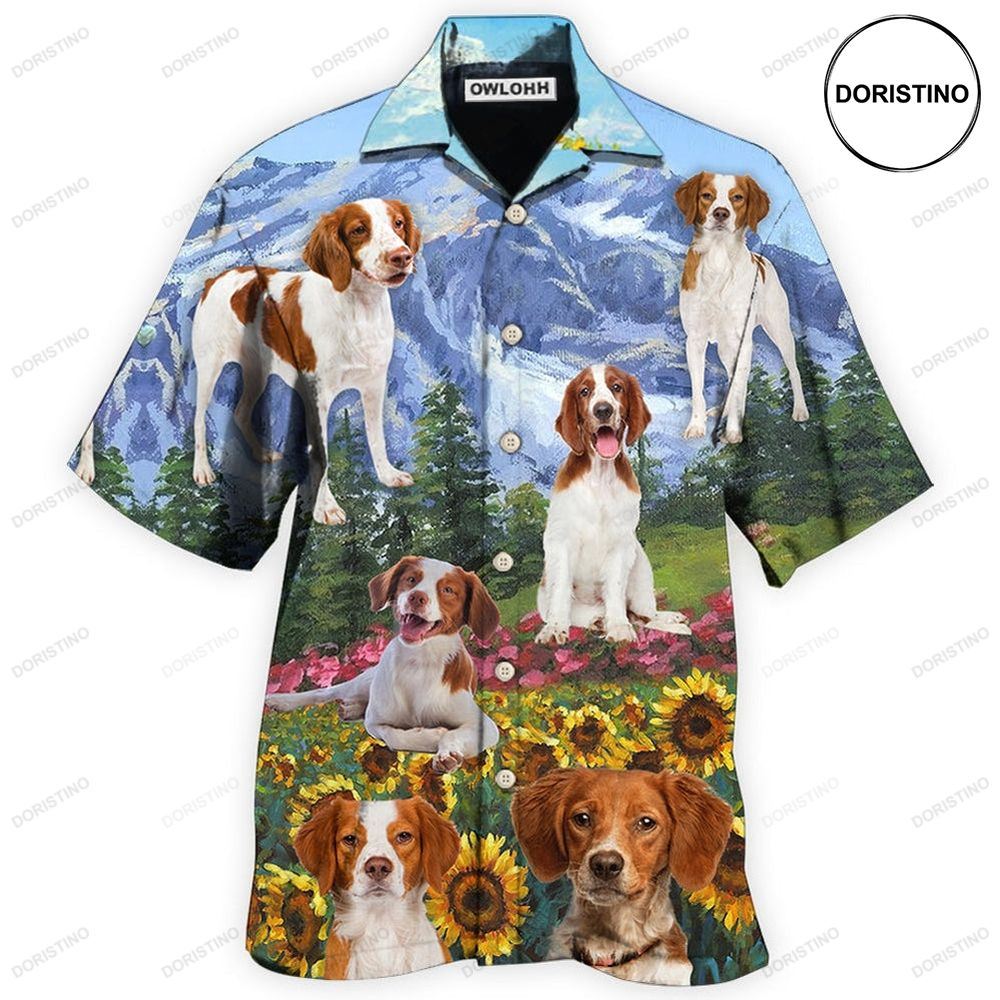 Brittany Spaniel Dog Beautiful Landscape Hawaiian Shirt