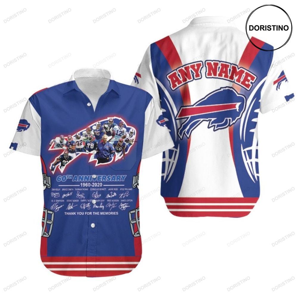 Buffalo Bills 60th Anniversary 1960 2020 Thank You For The Memories Nfl 3d Custom Name For Bills Fans Hawaiian Shirt