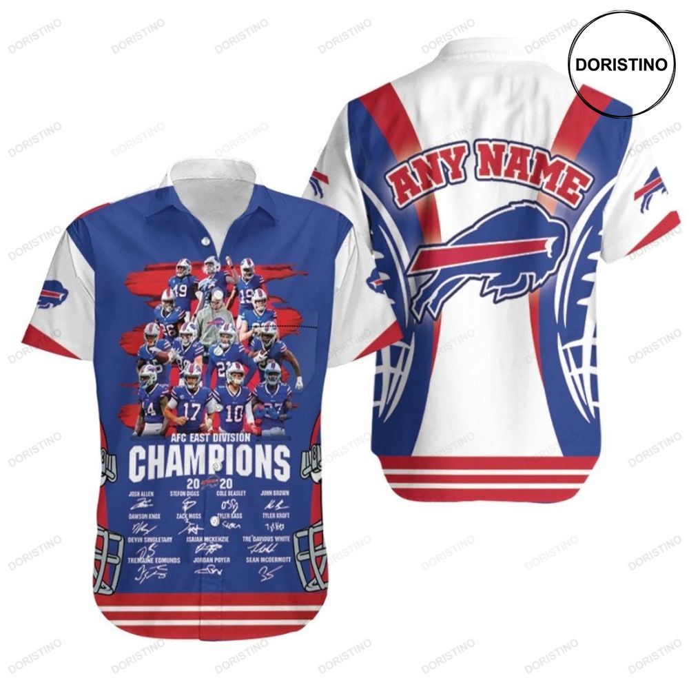 Buffalo Bills Afc East Division Champions 2020 Legends Signature Nfl 3d Custom Name For Bills Fans Awesome Hawaiian Shirt