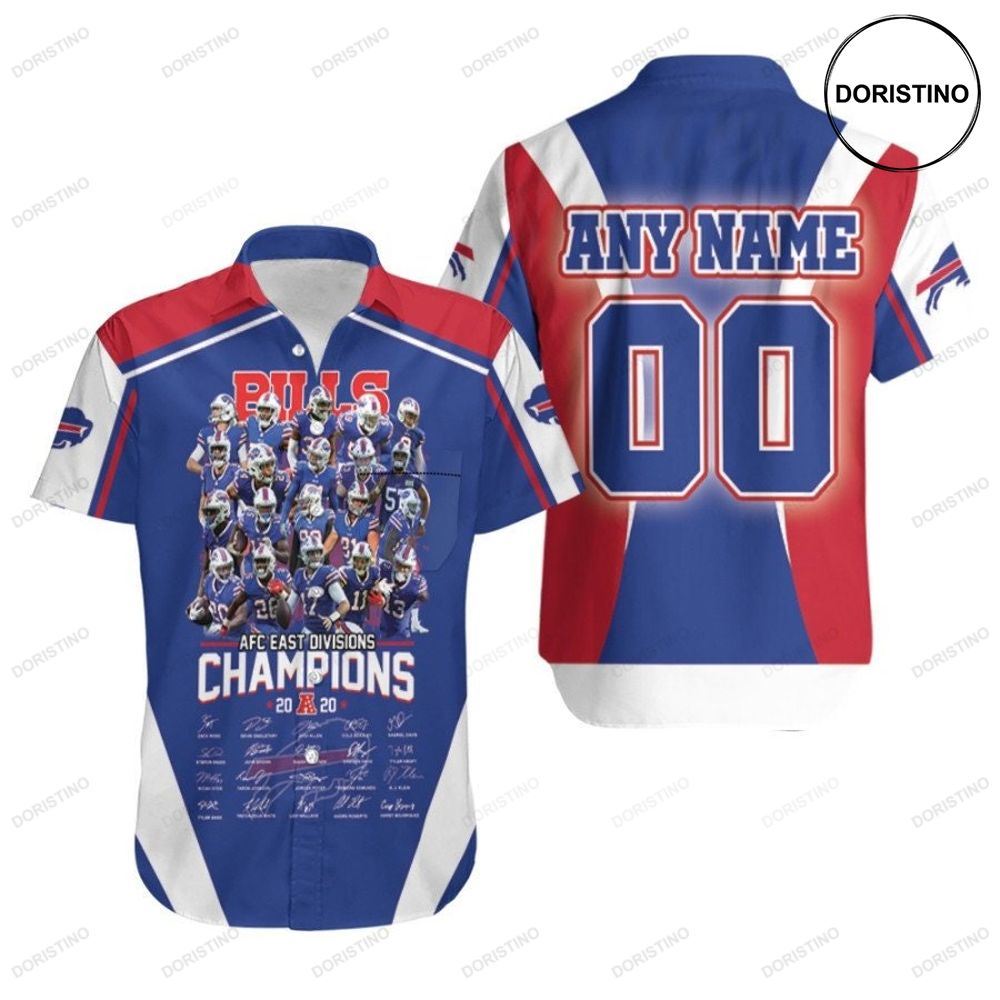 Buffalo Bills Afc East Divisions Champions 2020 Signatures Nfl 3d Custom Name Number For Bills Fans Hawaiian Shirt