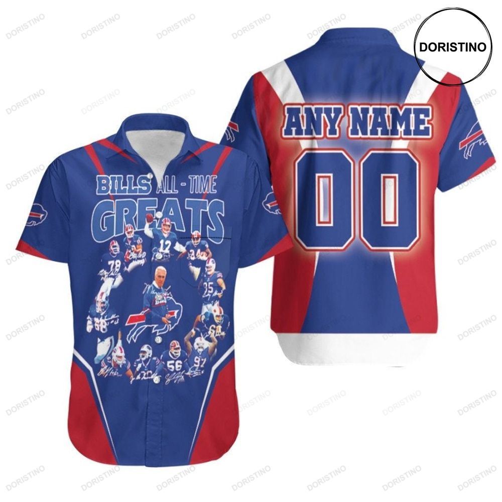 Buffalo Bills Alltime Greats Legends Coach And Team Nfl 3d Custom Name Number For Bills Fans Awesome Hawaiian Shirt