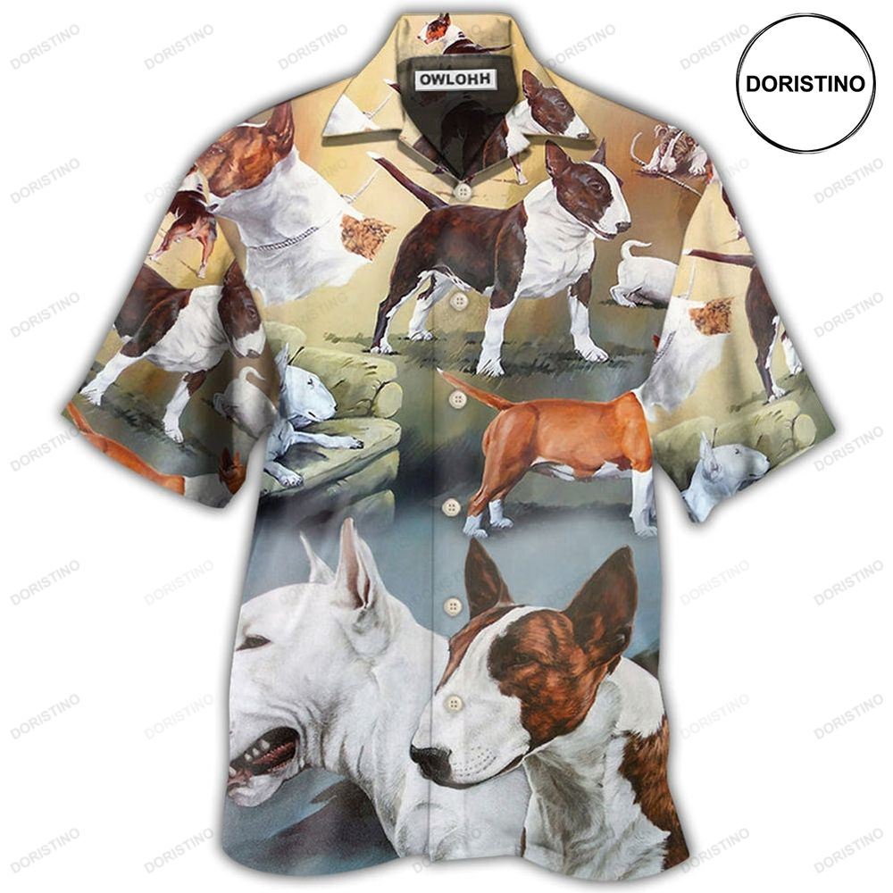 Bull Terrier Dog Lover Art Hawaiian Shirt