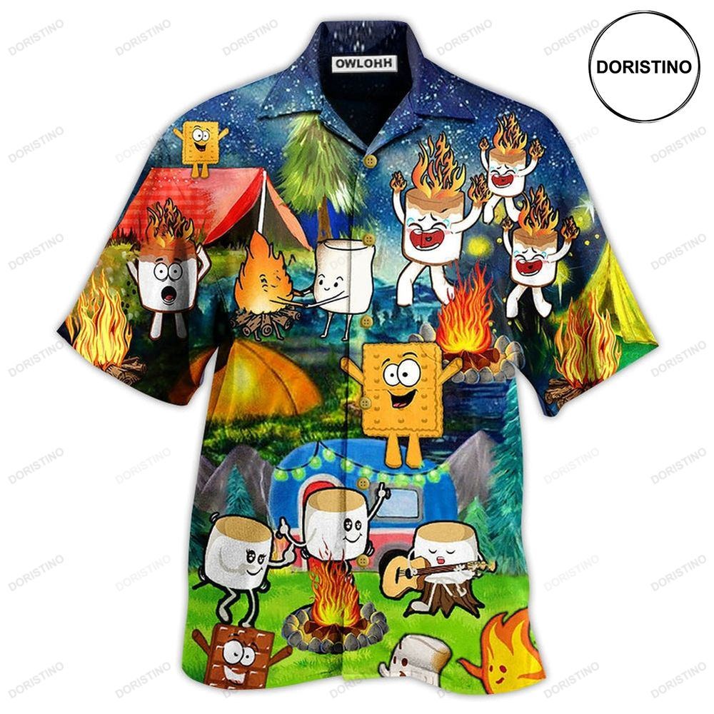 Camping Chocolate Marshmallow Fire Awesome Hawaiian Shirt