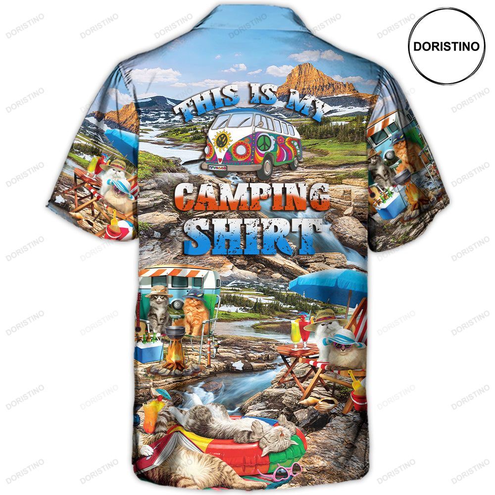 Camping Funny Cat Chilling This Is My Camping Awesome Hawaiian Shirt