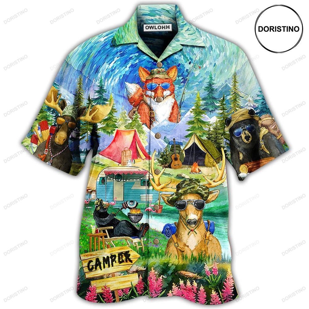 Camping Happy Animals Limited Edition Hawaiian Shirt