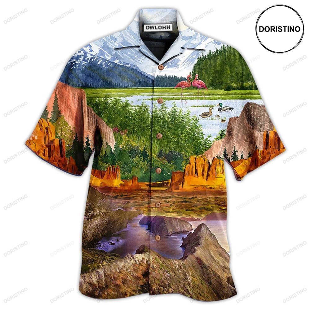 Camping Love Flamingo Landscape Awesome Hawaiian Shirt